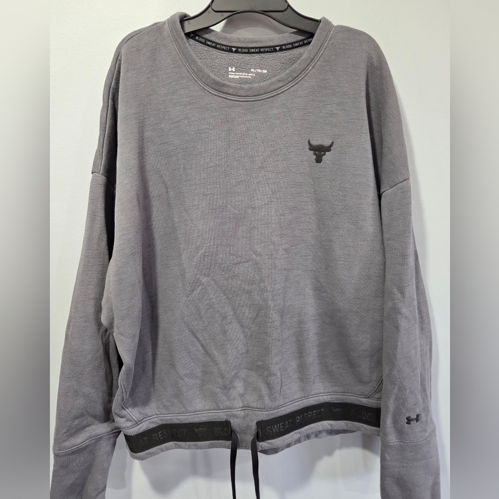Under Armour Sweatshirt Womens XL Loose Gray Gym Project Rock Workout